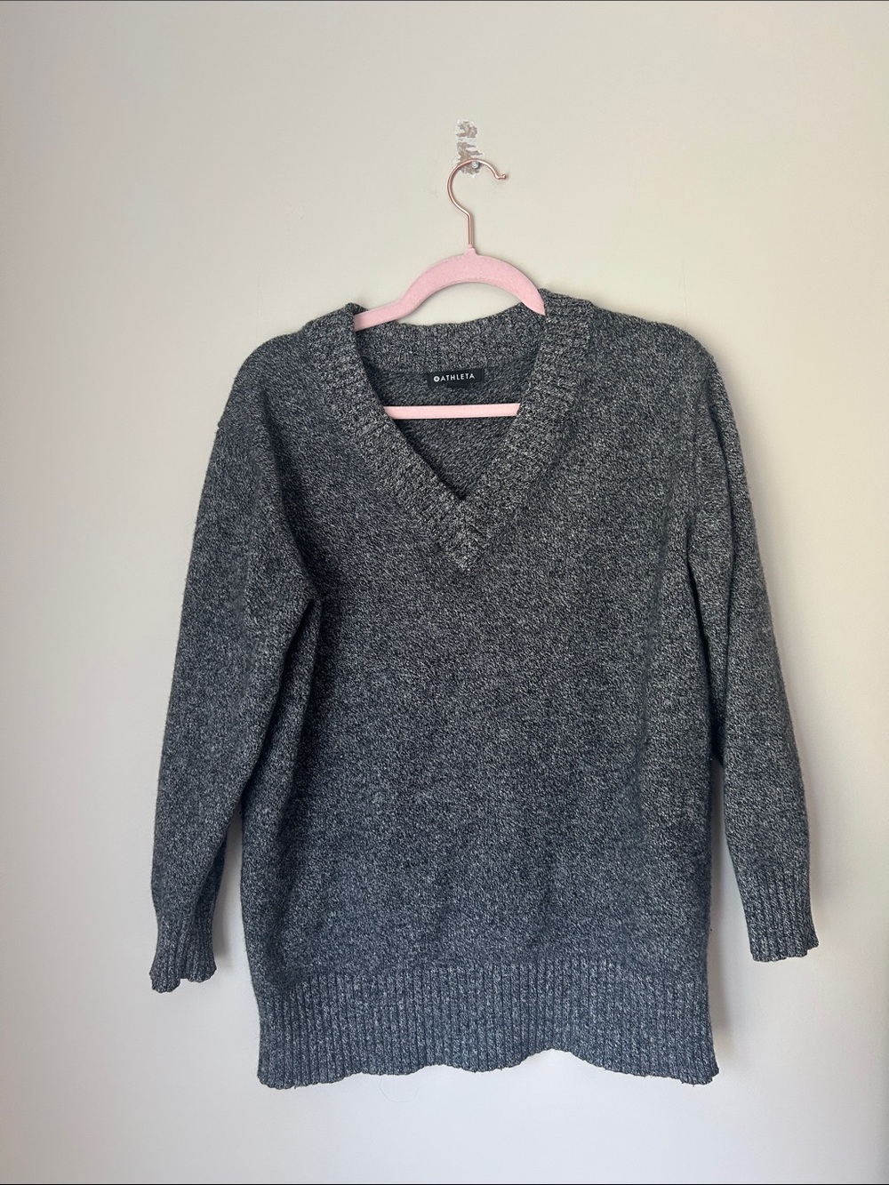Athleta Gray V-Neck Sweater
